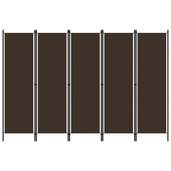 Gossi paravan de camera cu 5 panouri, maro, 250 x 180 cm