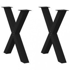 vidaXL Picioare de masă &icirc;n formă de X, 2 buc., negru, 70x(72-73) cm, oțel