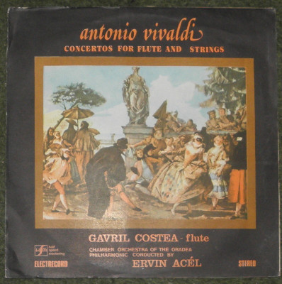 vinyl Vivaldi-Concertos For Flute And String, Gavril Costea-flaut,2xLP,impecabil foto