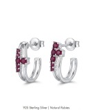 Cumpara ieftin Cercei din Argint 925 C-Hoop cu Rubine Naturale , Rafinament Regal E i Design Cluster