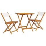 Cumpara ieftin Set mobilier bistro, 3 piese, textil alb crem/lemn masiv