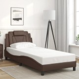 VidaXL Cadru de pat cu tăblie, maro, 80x200 cm, piele ecologică