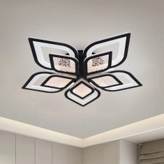 Lustra LED Soare cu Telecomanda, 71 W, Negru, Acril, Dimabila