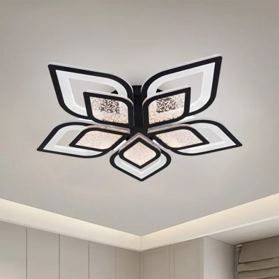 Lustra LED Soare cu Telecomanda, 71 W, Negru, Acril, Dimabila foto