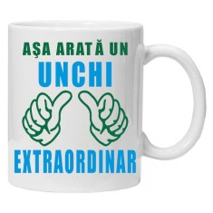 Cana alba personalizata &quot;asa arata un unchi extraordinar &quot;, INOVATIX&reg;️. 330ml
