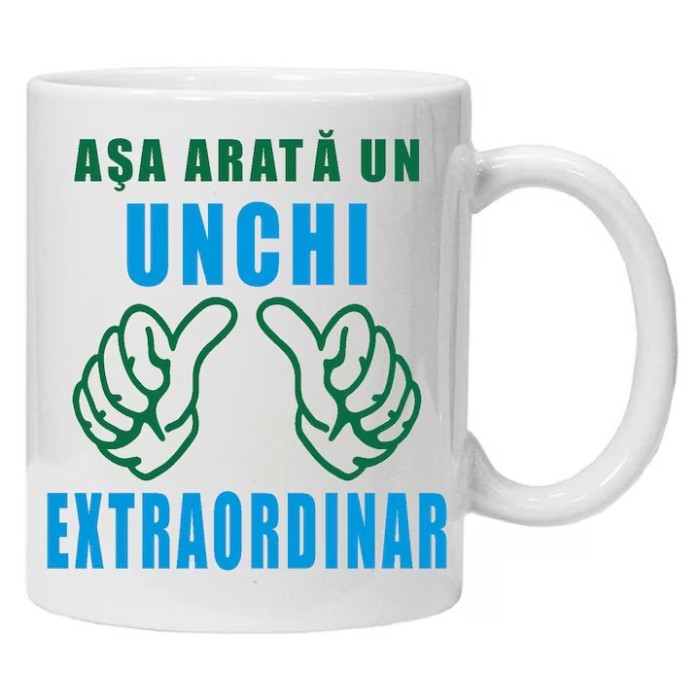 Cana alba personalizata &quot;asa arata un unchi extraordinar &quot;, INOVATIX&reg;️. 330ml