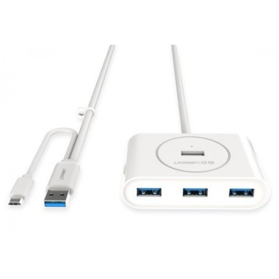 USB 3.0 HUB 4 port with OTG Function-Culoare Alb foto