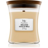 Woodwick Vanilla Bean lum&acirc;nare parfumată cu fitil din lemn 275 g
