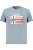 Napapijri Tricou din bumbac barbati, cu imprimeu cu logo, Regular Fit, Gri