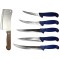 Pachet profesional pentru macelarie, dezosat, injunghiat, transat, filetat, 5 cutite, satar