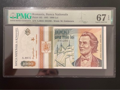 Romania 1000 lei 1993 pick 102 grad 67 pmg foto