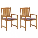 vidaXL Scaune de grădină cu perne, 2 buc., lemn masiv de acacia 3061193