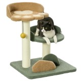 PawHut Copac Zg&acirc;rieturi Pisici 2 Platforme Minge Catifea 43x39x52cm Multicolor | Aosom Romania
