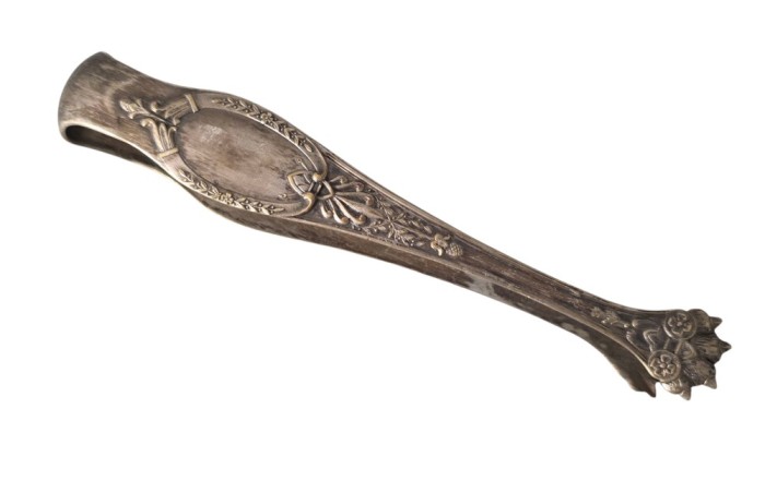 CLEȘTE VINTAGE PENTRU CUBURI DE ZAHĂR DIN METAL ARGINTAT