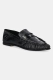 Nokwol mocasini de piele Mica culoarea negru, cu toc plat, Mica