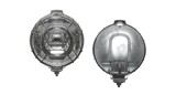 Proiector auto Wesem 12/24V bec H3, 152x81mm rotund, sticla alba si carcasa cromata, cu lumina de drum, 1 buc.
