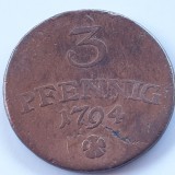 Germania Saxonia 3 pfennig 1794 Carlos Augusto, Europa