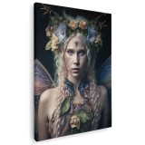 Tablou canvas zana fantezie flori, crem, verde, albastru 1076 Tablou canvas pe panza CU RAMA 70x100 cm