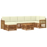 vidaXL Set de canapele de exterior cu pernă 7 pcs Natural și Crem 3384656