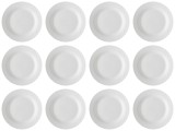Set farfurii 12 piese pentru Desert, din Portelan, Albe, diametru 15 cm