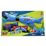 Arma de jucarie cu 10 sageti si bile din burete, Zapp Toys, Shark, Albastru