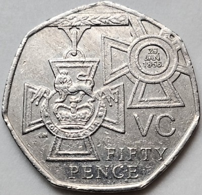 50 pence 2006 Marea Britanie, Victoria Cross, medal, km#1057 foto