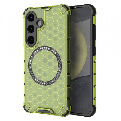 Husa MagSafe pentru Samsung Galaxy S24 S921, Techsuit, HoneyComb Shield, Verde foto