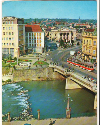 CPI B 11212 CARTE POSTALA - ORADEA, TRAMVAI, MASINI foto