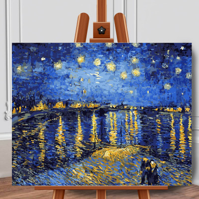 Set pictura pe numere (panza) Noapte instelata peste Rhone Van Gogh40x50 cm foto