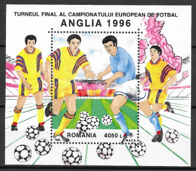 Romania 1996 - Turneul Final al C.E. de Fotbal Anglia, colita dant. MNH, LP 1410 foto