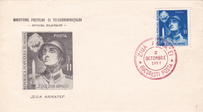 1951 Romania - FDC ZIUA ARMATEI