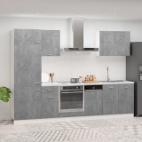 vidaXL Set dulapuri bucătărie, 7 piese, gri beton, lemn prelucrat