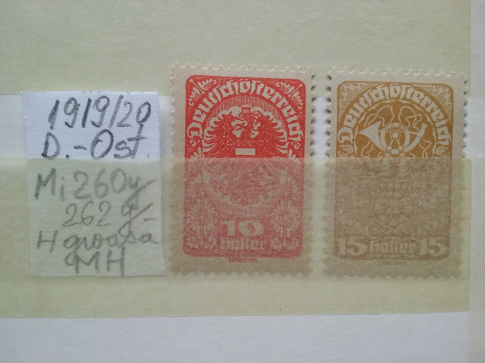 1919- Austria-Rep.D.-Ost.-Mi 260y,262y-h.groasa-MH