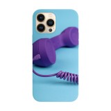 Husa compatibila cu Apple iPhone 14 Plus model Purple retro phone, Silicon, TPU, Viceversa, Transparent, Carcasa