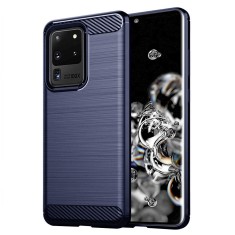 Husa Samsung Galaxy S20 Ultra Techsuit Carbon Silicone, albastru foto