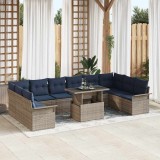 vidaXL Set de canapele pentru grădină cu pernă 11 pcs Gri Poli Rattan 3357098