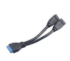 Cablu Adaptor USB 3.0 AKASA Intern 19-pini2x Type A15cm AK-CBUB09-15BK Negru foto