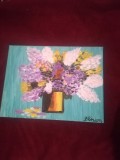 TABLOU PE PANZA CU SASIU NOU 30X40 CM FLORI PRET DOAR 20 LEI