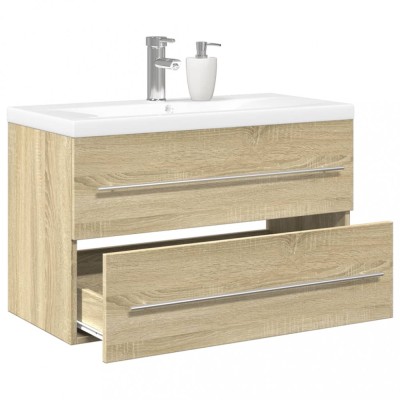Set mobilier de baie, 2 piese, stejar sonoma, lemn prelucrat foto