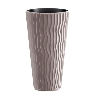 Ghiveci decorativ de flori, rotund, inalt, cafeniu, 18/45 L, 39x70.8 cm, Sandy Slim&amp;nbsp; foto