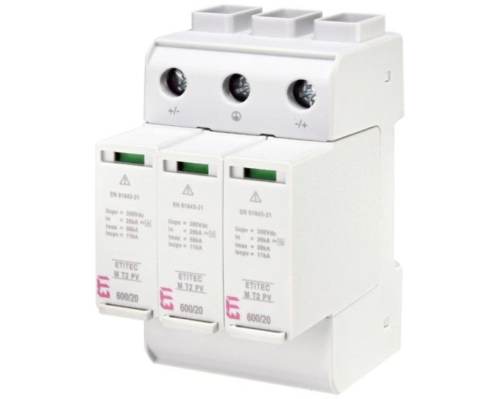 Descarcator T2 3P 600V 20kA fara semnalizare Eti 002440735