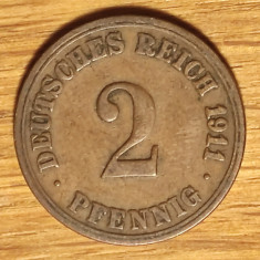 Germania - moneda de colectie istorica - 2 pfennig 1911 A - Berlin - frumoasa !