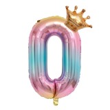 Balon din Folie Metalizata, Cyrax, Figurina Cifra Gradient, Tema Aniversare 80 cm, Ambalaj Individual, Pai inclus, Umflare cu Aer sau Heliu, Coronita,