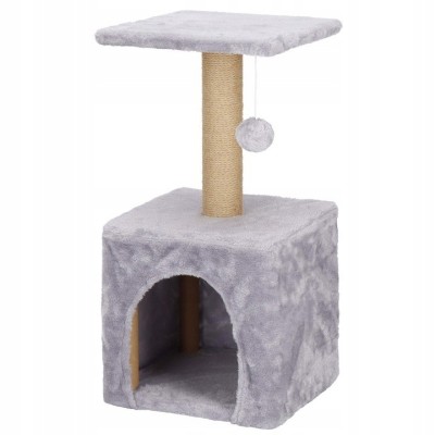 Ansamblu de joaca pentru pisici, cu loc pentru zgariat, ascuns, platforma, 62cm, gri foto