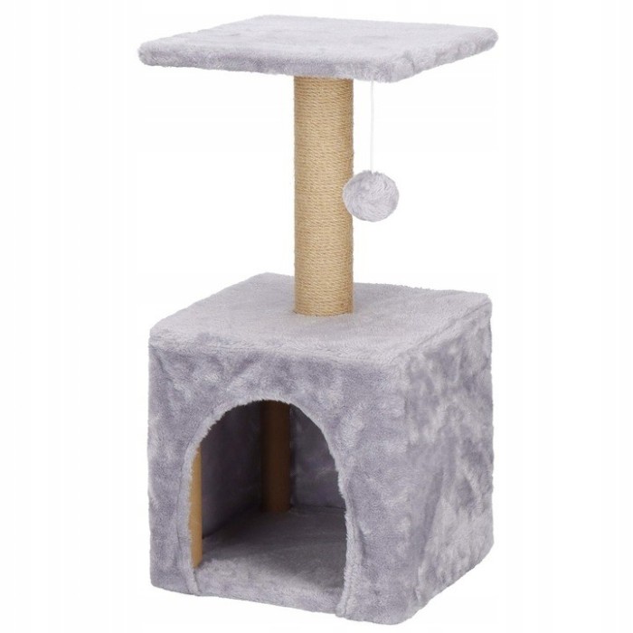 Ansamblu de joaca pentru pisici, cu loc pentru zgariat, ascuns, platforma, 62cm, gri