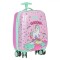 Troler Copii, Model Unicorn, Roz/Verde, 22L, 4 Roti Duble, 30x21x50 cm, Maner T, Copolimer ABS