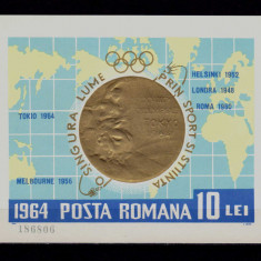RO 1964 LP 597 "Medalii Olimpice - Tokio '64 " ,colita 59 , MNH