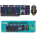 Kit tastatura gaming, mouse, iluminare, RGB, Weibo WB-550, negru