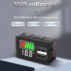 Tester indicator stare nivel acumulatori 8-30V auto moto velo solar fotovoltaic + 2 x USB