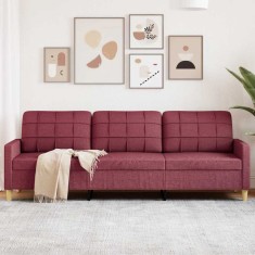 vidaXL Canapea cu 3 locuri, roșu vin, 210 cm, material textil